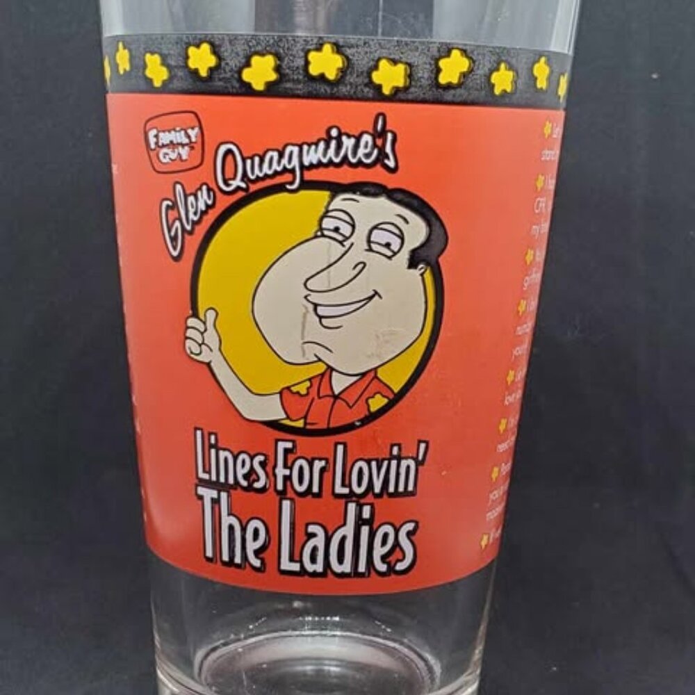 Vintage Family Guy Glenn Quagmire's "Lines for Lovin' the Ladies" pint glass
